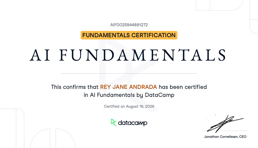 AI Fundamentals certificate